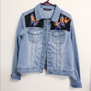 Custom Handmade Jean Jkt - “Mad for Butterflies”